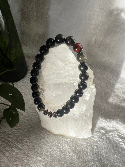 Agate and Obsidian Protection and Grounding Bracelet