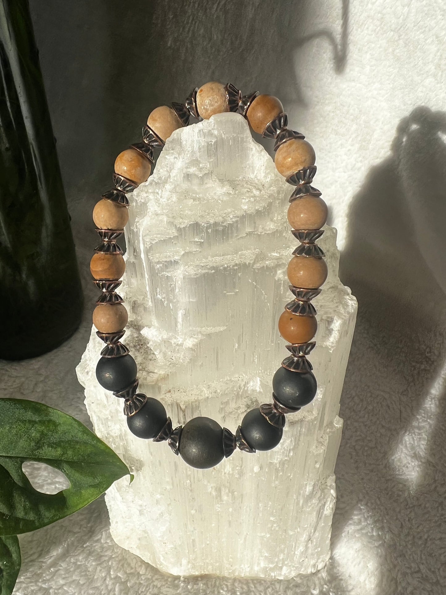 Shunghite, Pyrite, and River Rock Grounding and Protective Bracelet