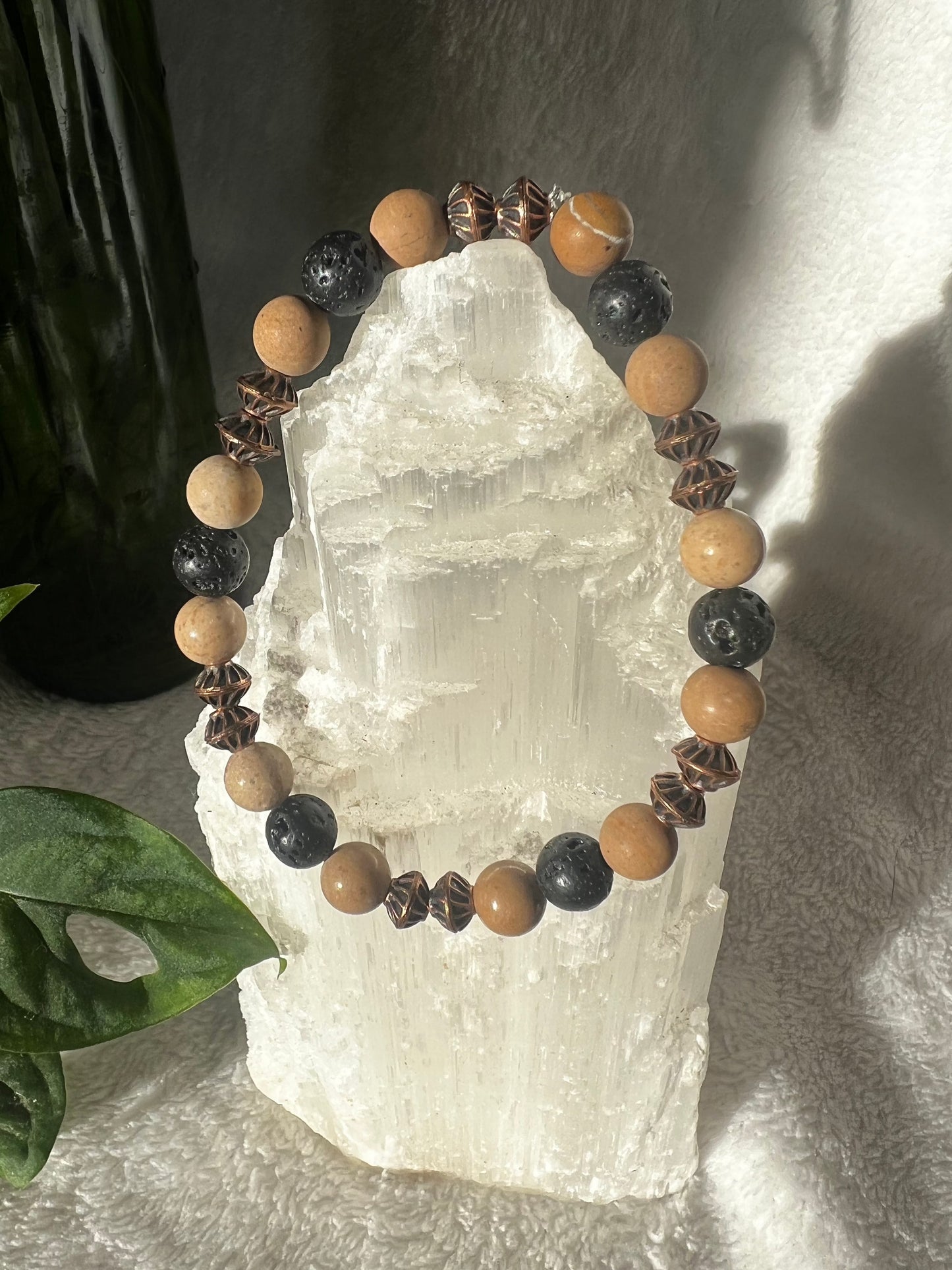 River Rock and Lava Stone Grounding Bracelet