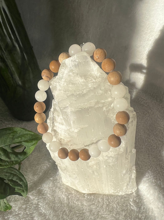 White Agate and River Rock Bracelet