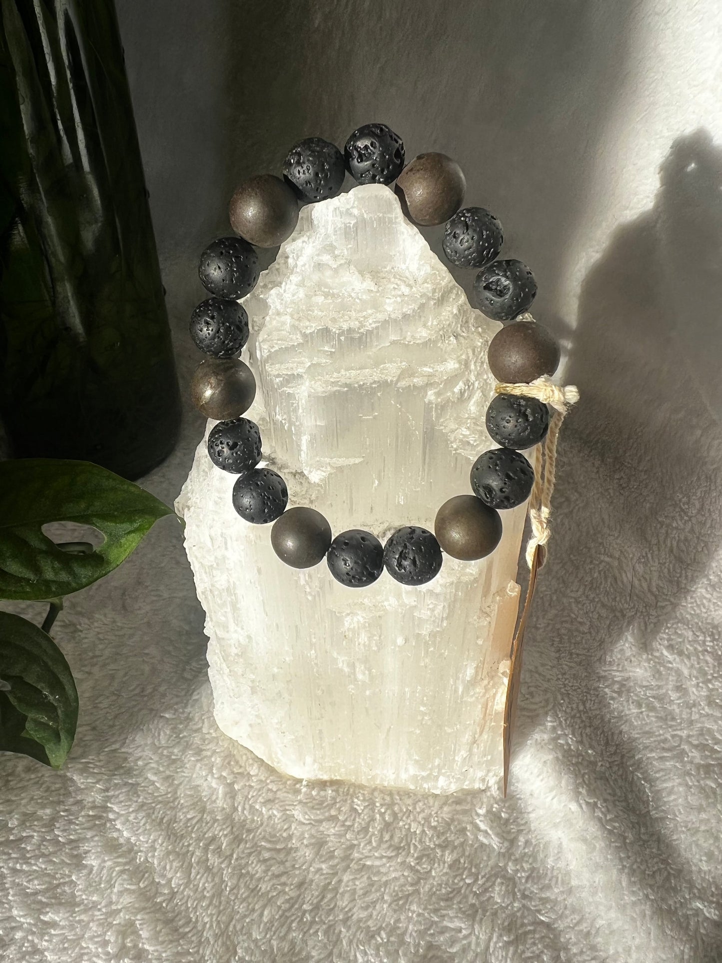 Pyrite and Lava Stone Grounding Bracelet