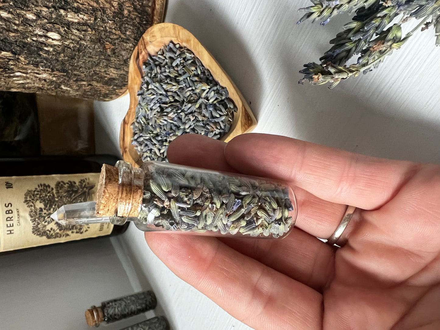 Lavender Buds - Glass Vial Jar with Cork LId